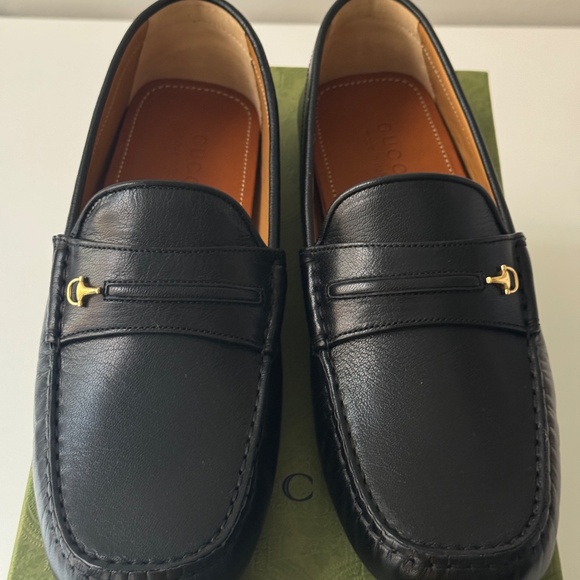 Size 9G - Gucci  Horsebit Moccasin driving loafers Leather Black